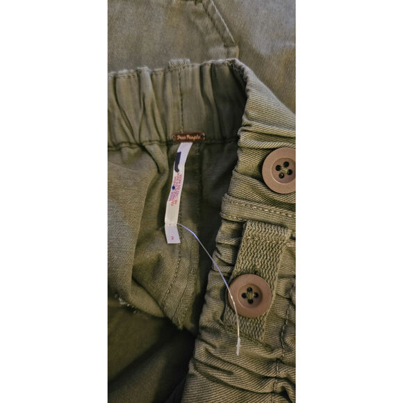 New Free People Hard Rain Gauchos WIDE-LEG CROPPED $128 SIZE 2 Moss ARMY - Picture 6 of 6